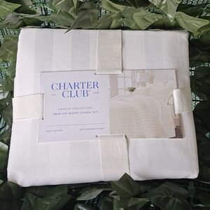 Charter‎ Club Off Cream Neutral Twin Duvet Cover Set 2pc NWT